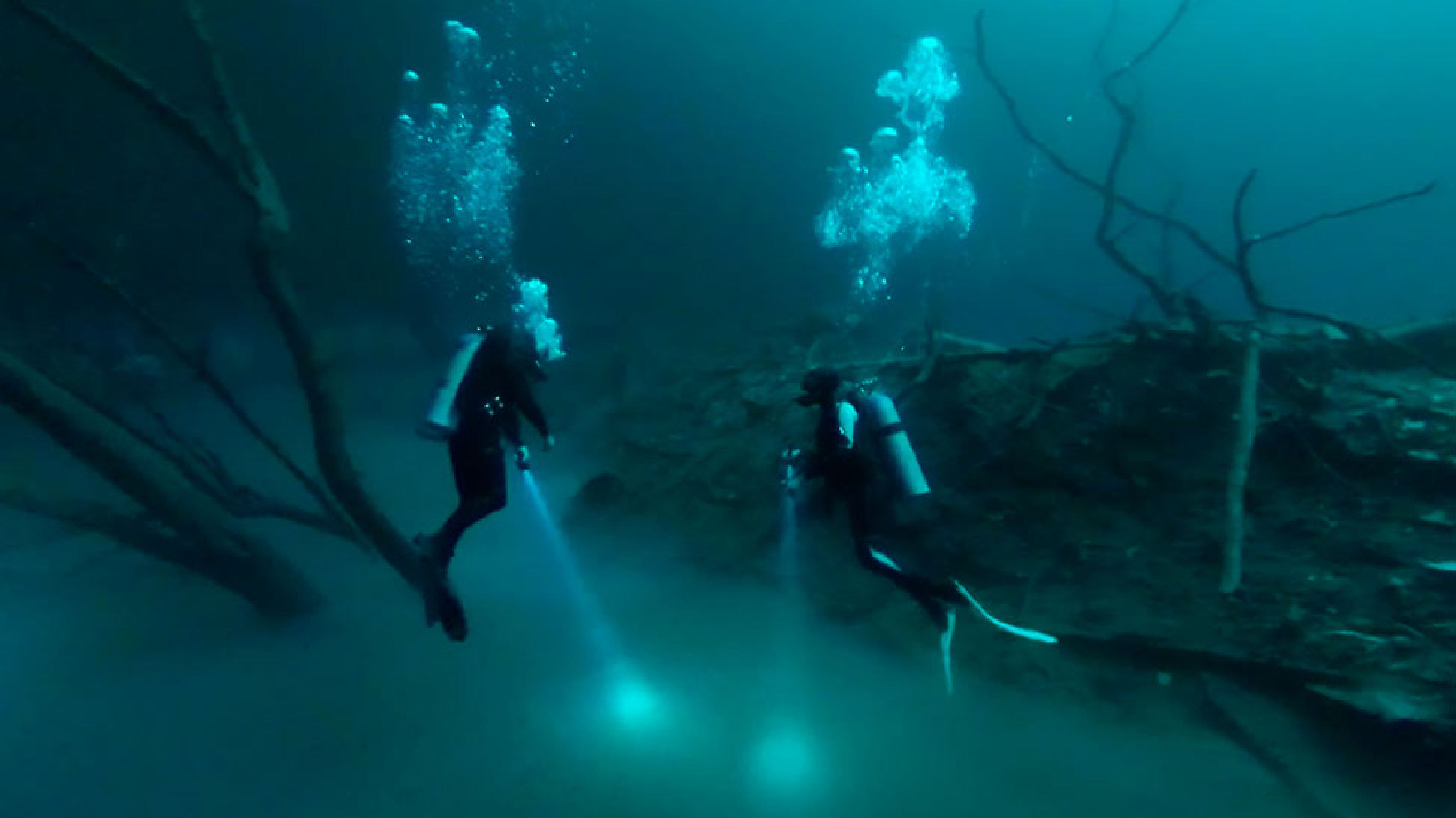 Diving at cenote Angelita